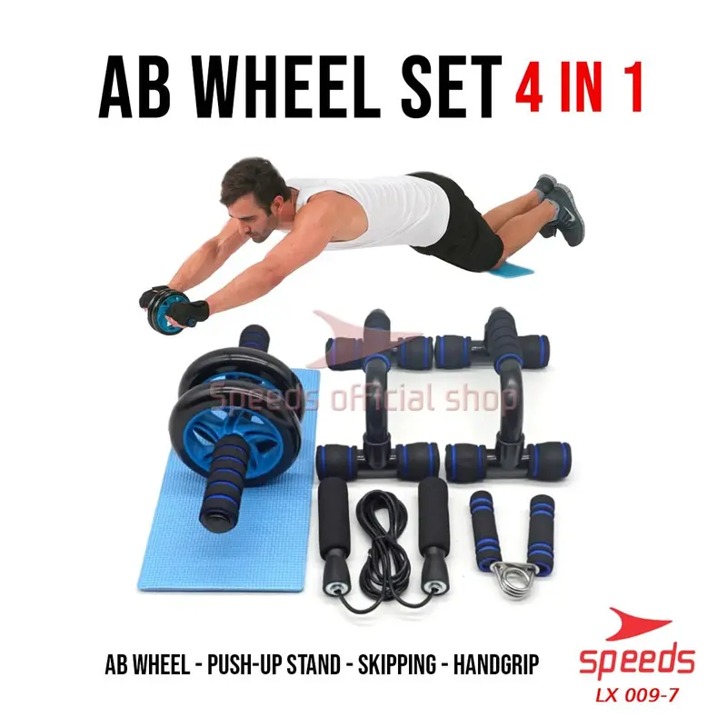 SPEEDS Ab Roller Foam Set Handgrip Free Tas Ab Wheel Alat Push Up Alat Fitness Gym 009-7 0