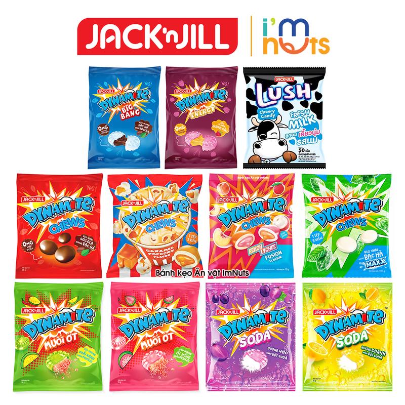 Kẹo Dynamite JacknJill đủ loại Big Bang Chews Energy và Kẹo sữa bò Lush