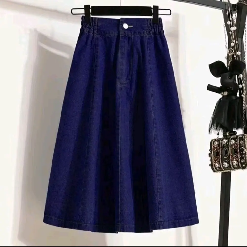 Jisso rok jeans mayung premium wanita A- Line 7/8 Model Payung Pinggang Karet Korean Style