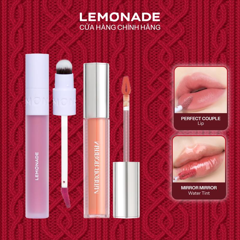 Combo 01 Son kem mịn lì thuần chay Lemonade Perfect Couple Version 1 & 2 3.5g và 01 Son tint bóng không dính siêu lỳ Lemonade Mirror Mirror Water Tint Version 3 4g