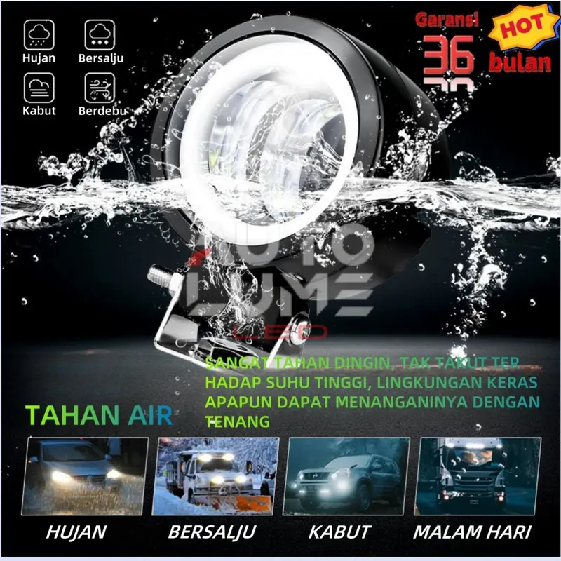 【Autolume】Lampu Tembak Mini 2 Mata – LED Owl 4D, Sorot Lebar, Waterproof, 12V 25W - Garansi 3 Tahun 5