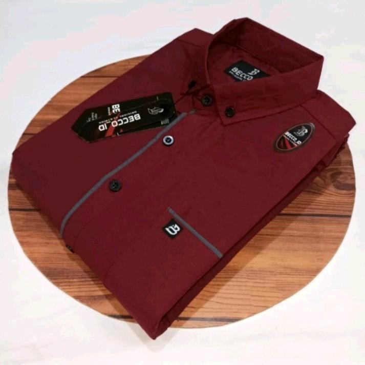 Kemeja polos pria lengan pendek list baju formal hem kantor casual atasan cowok Katun 8