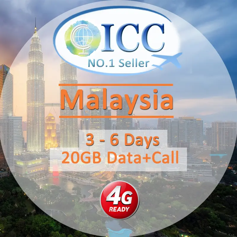 ICC SIM Card - Malaysia 3-6 Days 20GB Data + Call