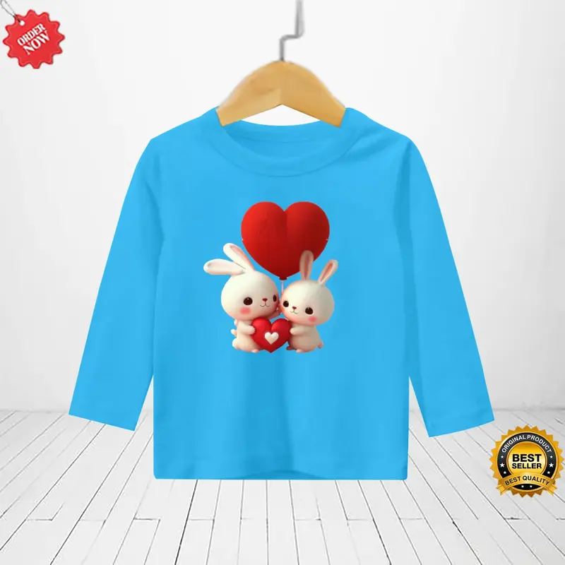kaos motif rabbit/pakaian anak perempuan lengan panjang umur 1-12 tahun 086 8