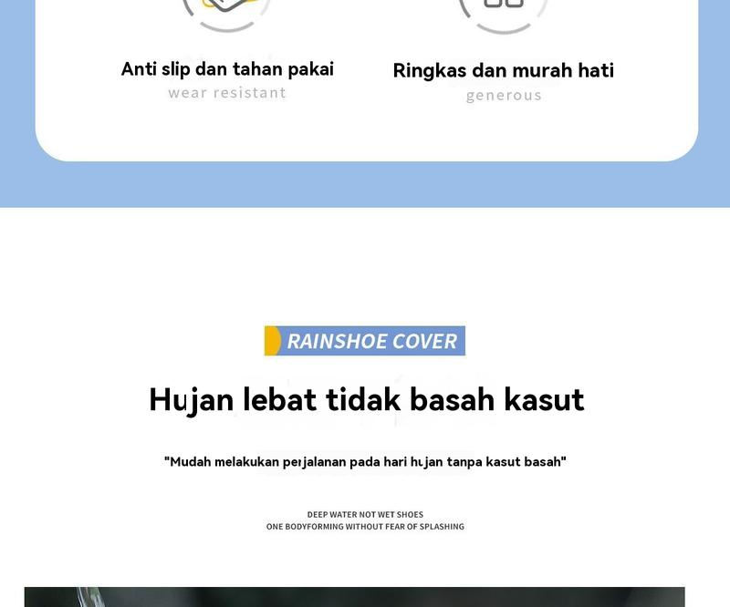 Product Introduction of Penutup But Hujan, Kalis Air, Untuk Dewasa, Tidak licin, Tahan Haus, Sesuai untuk Hari Hujan, Kasut Air, Penutup Kaki 5