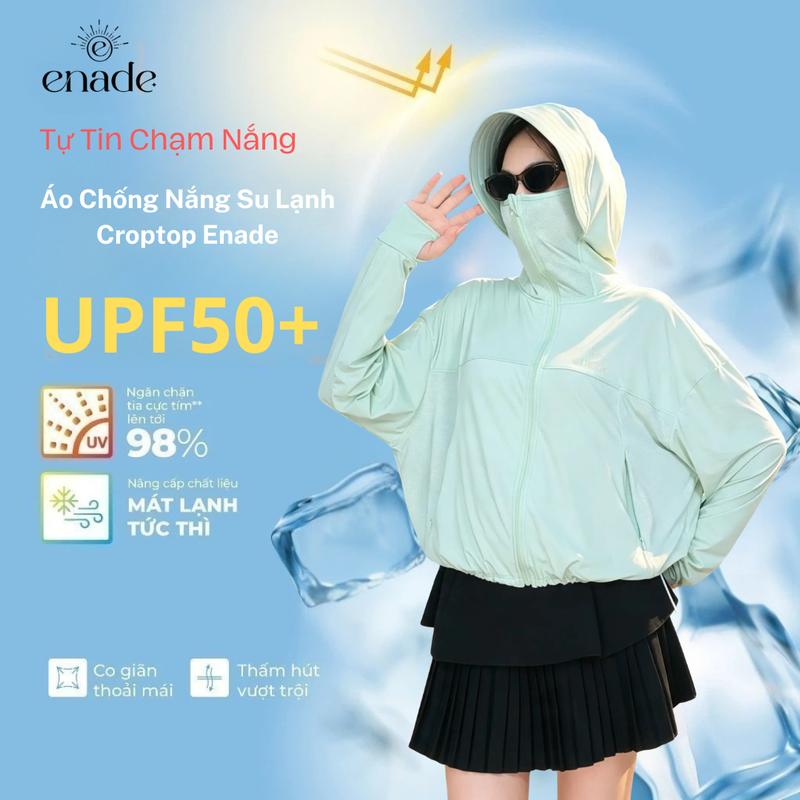 Áo Chống Nắng Croptop Su Lạnh Enade UPF50+,(CN3) Form ngắn cánh rơi 2026