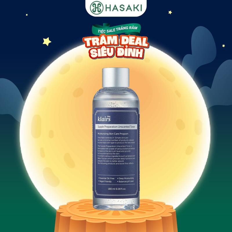 Nước Hoa Hồng Klairs Không Mùi Cho Da Nhạy Cảm 180ml Supple Preparation Unscented Toner | HASAKI BEAUTY