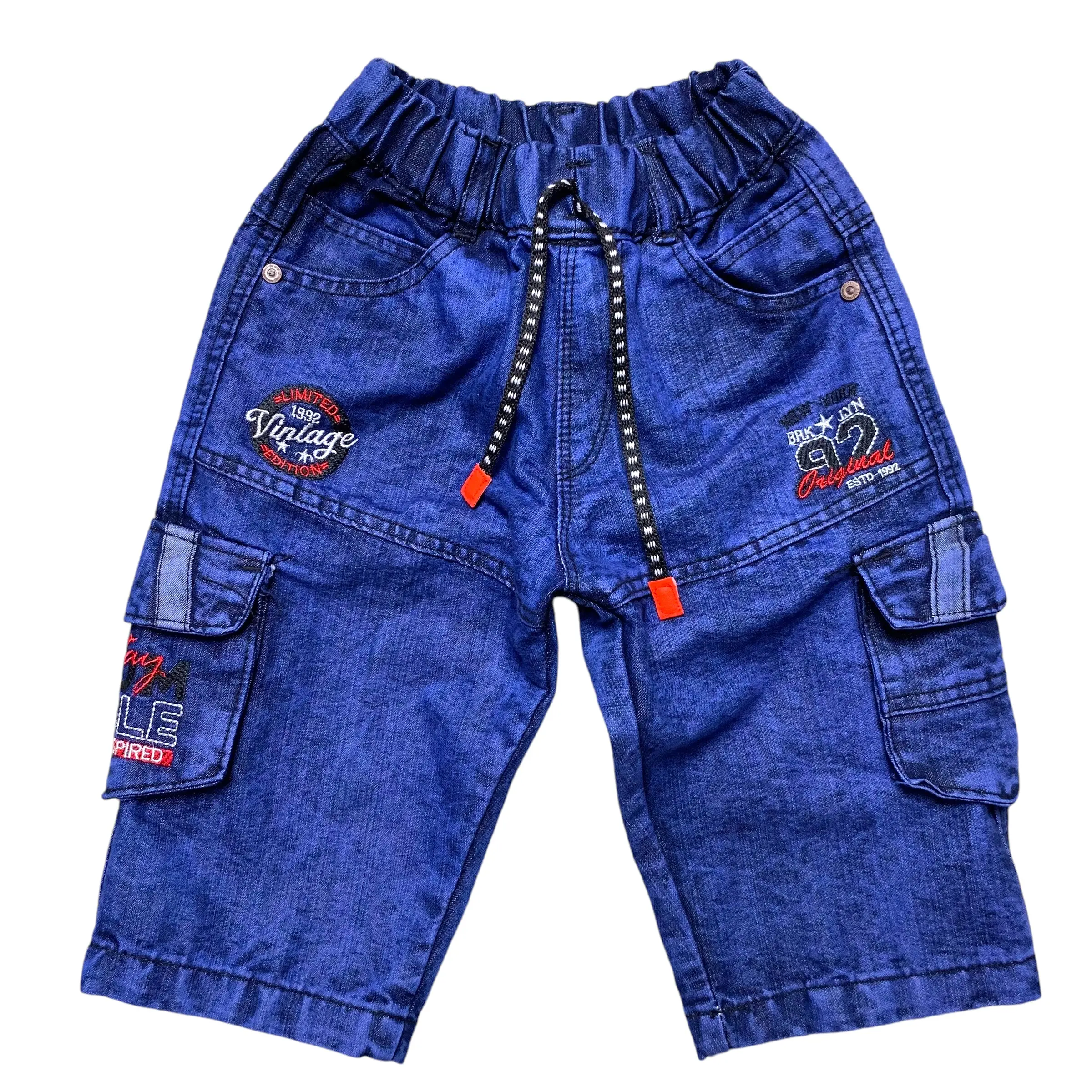 CELANA JEANSPENDEK ANAK Motif Bordir DENIM KARGO PENDEK FASHION ANAK LAKI-LAKI USIA 5-12 TAHUN, PDKK3