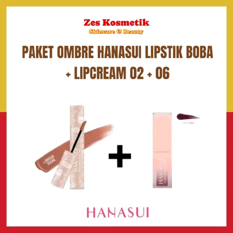 Paket Ombre Hanasui/ 02/06 Lipstick Boba Lipcream 0