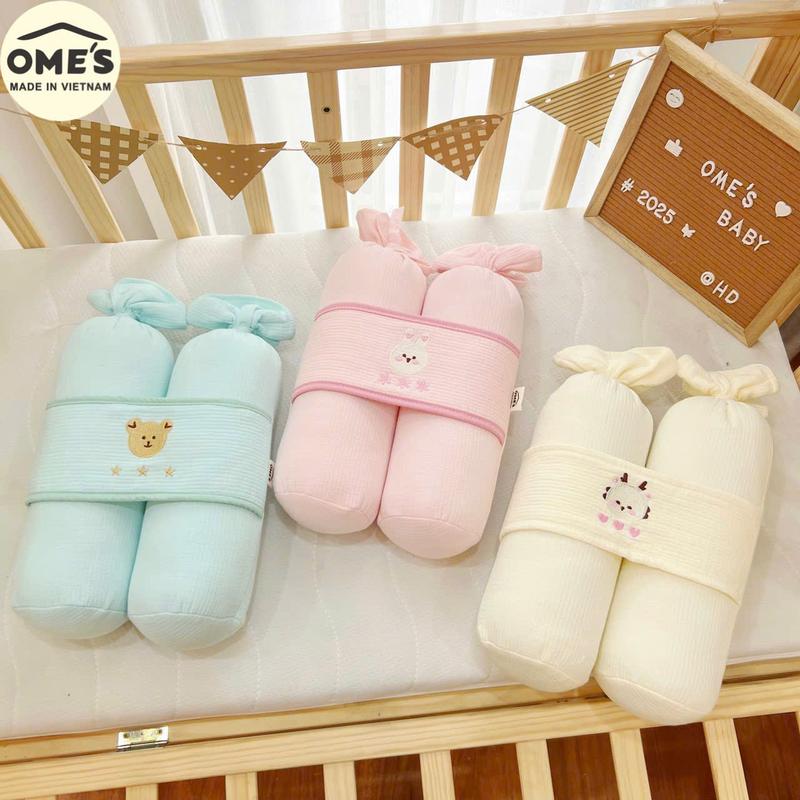  Bộ Chặn Bông Trần Hàn OME’S Organic Cho Bé Sơ Sinh Thêu Gấu Thỏ Chống Giật Mình Chất Liệu An Toàn 
