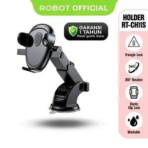 ROBOT Universal Car Holder  RT-CH11S 360 Rotable For Smartphone Elastic Clip Lock - Garansi 1 Tahun - Bisa COD