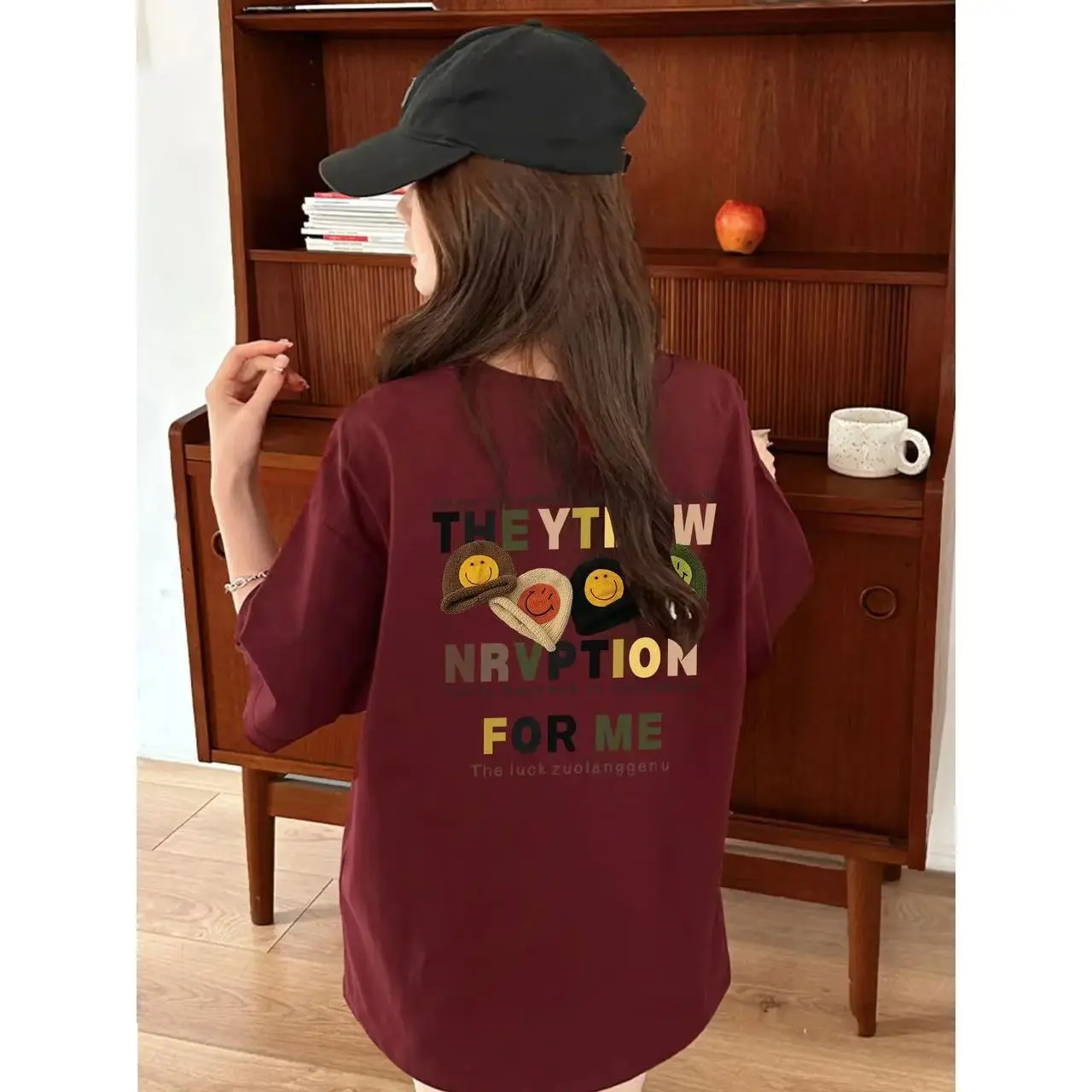 Áo Thun Cotton Ngắn Tay Dáng Rộng Unisex, Cổ Tròn, Thời Trang Mới Mùa Hè, In Hình Hoạt Hình, Chất Liệu 100%
