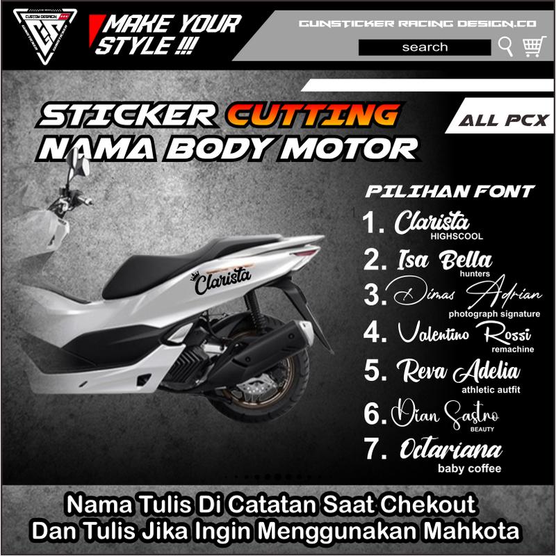 STICKER CUTTING NAMA MOTOR PCX BISA UNTUK SEMUA MOTOR UKURAN - Shop ...
