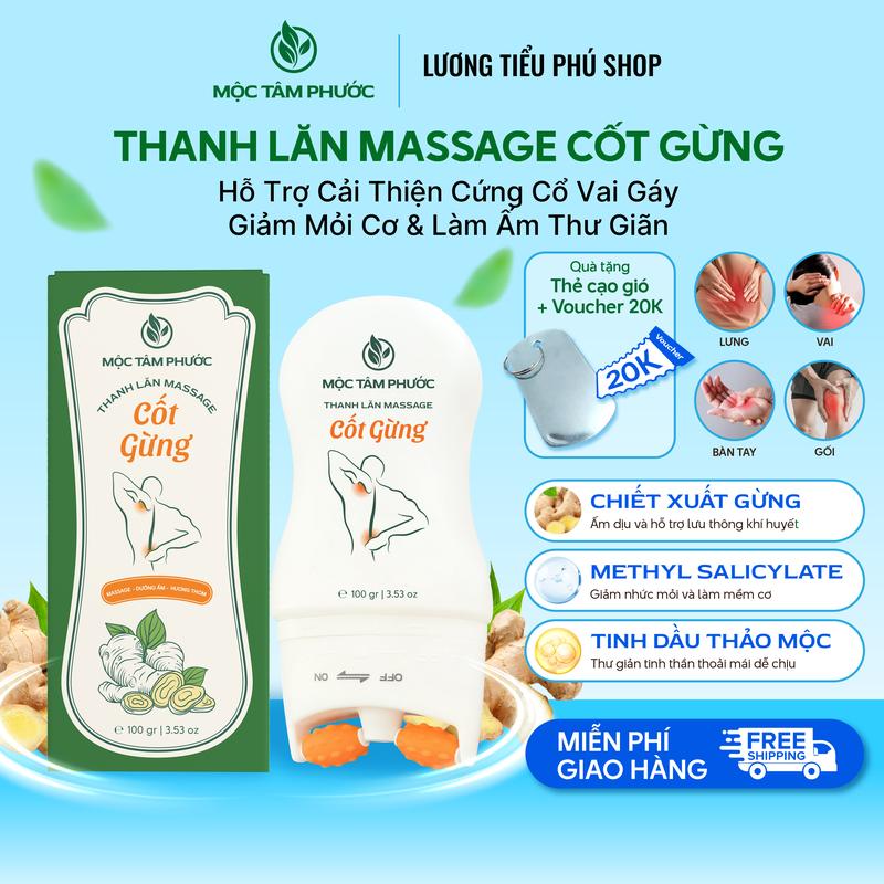 Thanh Lăn Massage Cốt Gừng 100ml - Hỗ Trợ Cải Thiện Nhức Mõi Thư Giãn Cơ Tặng Thẻ Cạo Gió