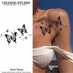 รอยสักชั่วคราว ดีไซน์รอยสักผีเสื้อ กันน้ำและทนต่อการสึกหรอ ติดทนนาน 15 วัน