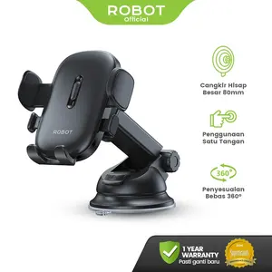 ROBOT Universal Car Holder Dashboard Rotatable 360 Derajat Cup Stand Holder 80mm Mobile Phone Holder Mobil RT-CH03S Original - Garansi 1 Tahun - Stand Holder HP Original - Bisa COD