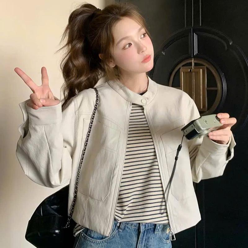  Áo Khoác Kaki Nữ Dáng Croptop Ngắn Bomber Basic Hàn Quốc Cá Tính Mùa Thu Đông Kimee - KA658 