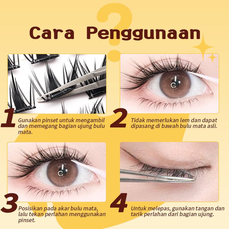 HOHOISYOU 100PCS Kemasan Besar dengan Isi yang Banyak  Bulu Mata Palsu Tanpa Lem - Model Kelinci Imut, 9-15mm, 3D Volume, Dapat Digunakan Ulang, Nyaman & Alami untuk Pemula - Day, Remover