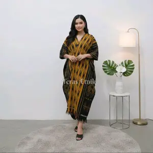 Kaftan Tenun Wanita Tenun Premium Blanket - Baju Kaftan Jumbo Wanita - Kaftan Tenun Lebaran