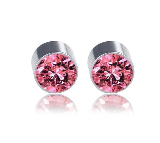 1 Pasang Anting Magnet Baja Tahan Karat Berlian Imitasi Kancing Telinga Tanpa Tindik Tanpa Telinga Besi Magnetik Kuat Pria Wanita 5