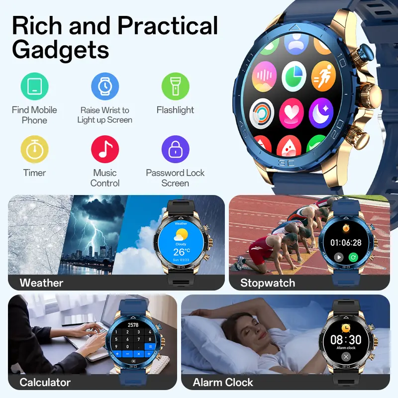 Aolon Luxor Jam Tangan Bisnis Pintar Jam Tangan Pintar Baru IP68 Tahan Air Kecepatan Lari DIY Pemantauan Kesehatan Smart Watch Olahraga Luar Ruangan   (jam tidur / bedside clock) 8