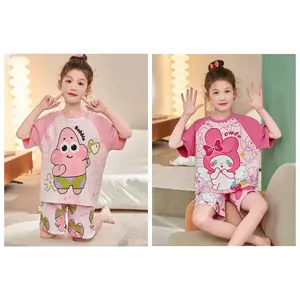 setelan baju santai anak cewek lengan pendek size S M L XL XXL