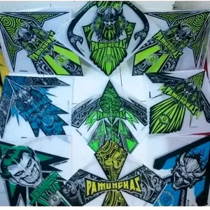 50 Pcs Layangan Sukhoi Pamungkas Motif Campur Bambu Apus Rapih Kertas Minyak 2 Warna Anti Air Packing Kardus (Bonus Shukoi Turnamen)