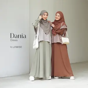Dania Dress | Gamis Vest Outer Maxi Crinkle Kombinasi Casual Formal Remaja Wanita Muslimah by Jamise Syari