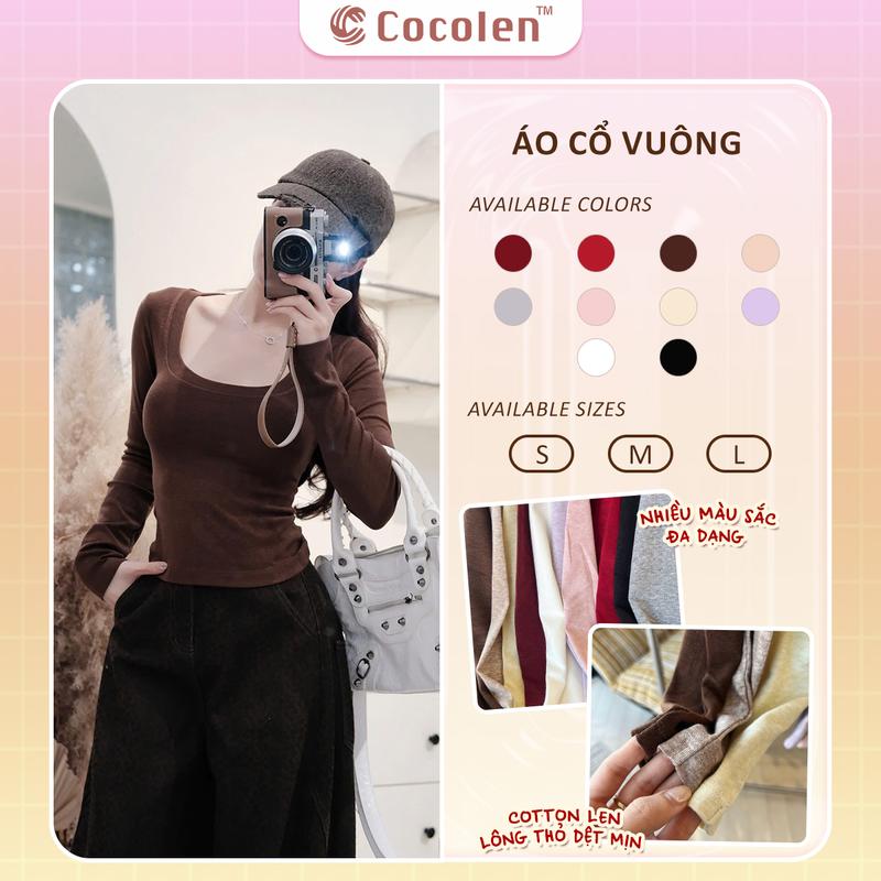  Áo Cổ Vuông Cotton Len Lông Thỏ Hàn Dệt Mịn Cao Cấp – Form Ôm Tôn Dáng – Dễ Phối Đồ A057 