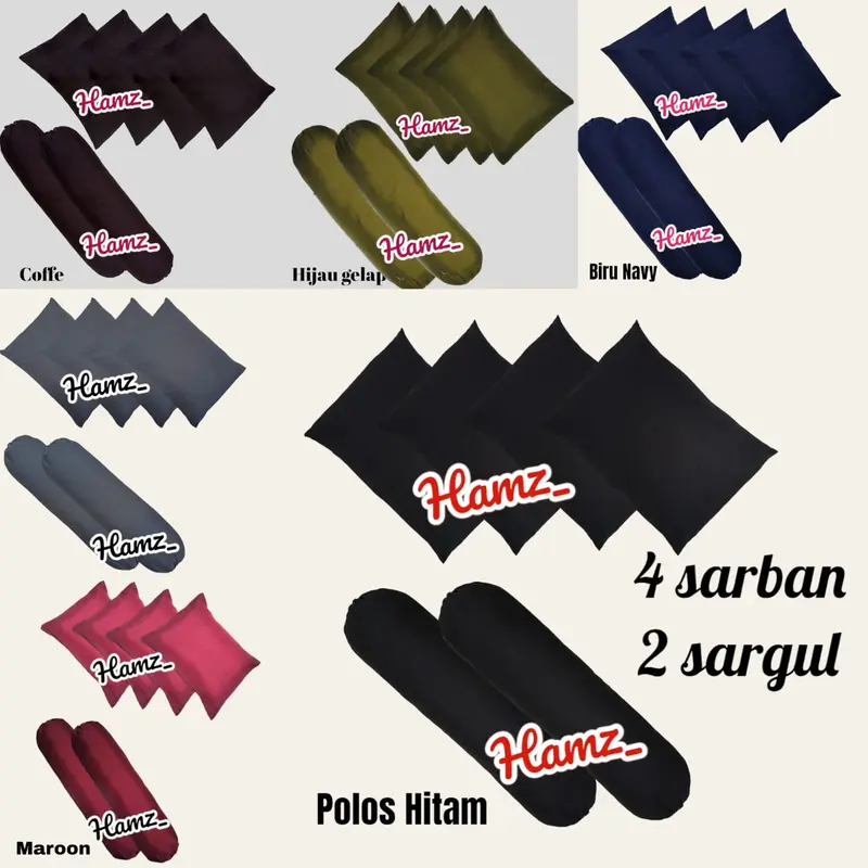 sarung bantal polos dan embos premium isi 6pc 4 sarung bantal 2 sarung guling sarung bantal motif dewasa uk45x60 0