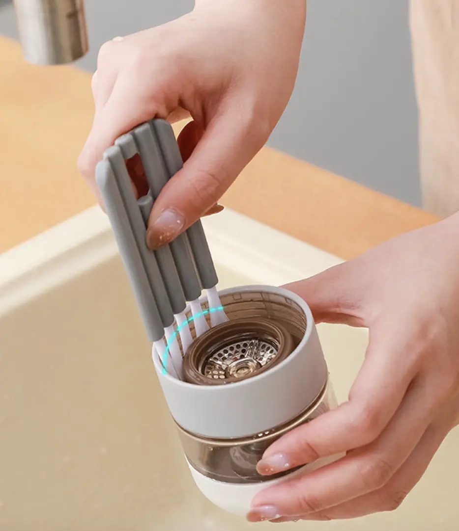 Bàn Chải Làm Sạch Đa Năng, Có Nắp Cốc Có Thể Uốn Cong, Dụng Cụ Nhà Bếp Và Gia Đình Hữu Ích, Thích Hợp Cho Chai Cách Nhiệt, Làm Sạch Khe Hở Rãnh Và Làm Sạch Đồng