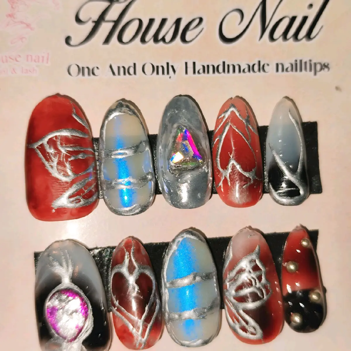 press on nail / kuku palsu butterfly merah kode 03