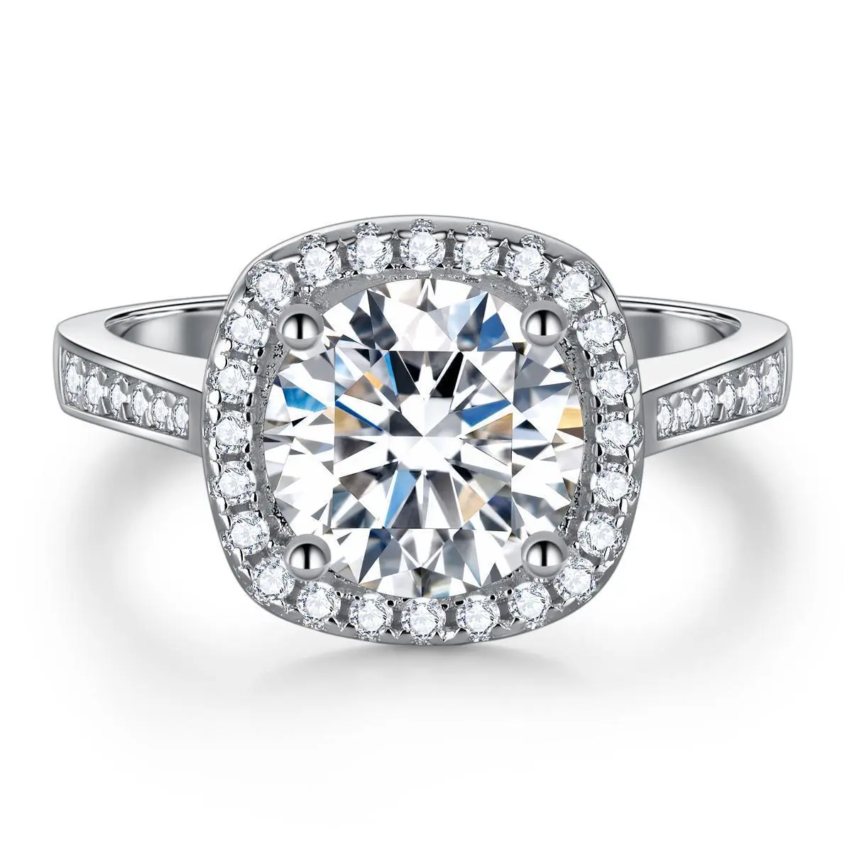 【#01】(Princess) 925 Sterling Silver Synthetic Moissanite rings.