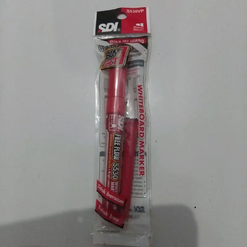 SPIDOL WHITEBOARD MARKER / SPIDOL BOARDMARKER / SPIDOL PAPAN TULIS / SPIDOL BISA DIHAPUS MERK SDI FREEFLOW S530 GRATIS 1 REFILL WARNA HITAM, BIRU DAN MERAH 4