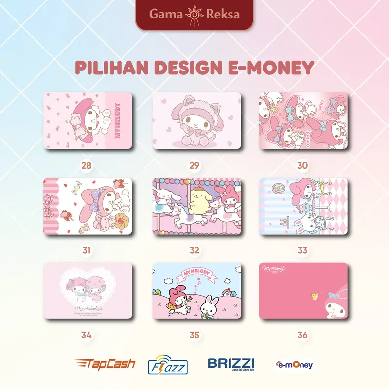 Kartu CUSTOM Sanrio dengan Desain Bebas dan Cetak UV Printing - Cards, Merah Notes 5