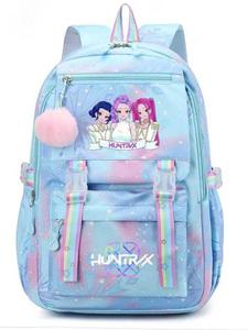 Mochila Kawaii de Hunter Girl Group, Estilo Kpop, Linda Bolsa de Estudiante con Cuadros Jk, Estilo Anime con Bola de Peluche, Para Todas las Estaciones