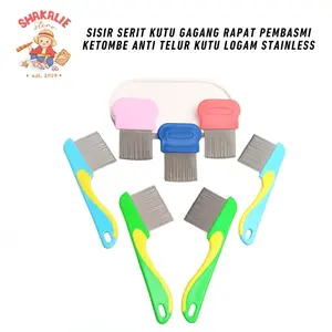 Sisir Serit Kutu Gagang Pendek Rapat Pembasmi Ketombe Anti Telur Kutu Logam Stainless