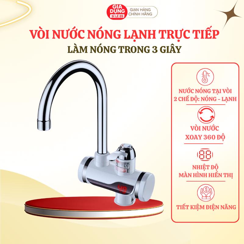 Máy nước nóng lạnh lắp đặt trực tiếp tại vòi làm nóng nhanh trong 3 giây, cảm biến chống giật an toàn