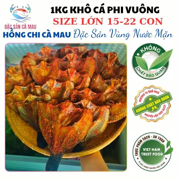 1 KG KHÔ PHI VUÔNG CÀ MAU Vừa Ăn-Không Hôi Rong - Không Ướp Đường (SIZE LỚN 15-22 CON 1/KG KHÔ )