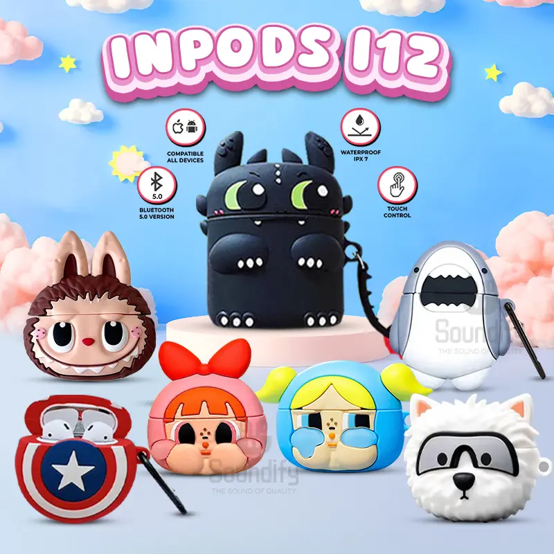 [SOUNDIFY] Headset Bluetooth i12 Casing Kartun Lucu True Wireless inpods 12 TWS Earphone Stereo HIFI 0