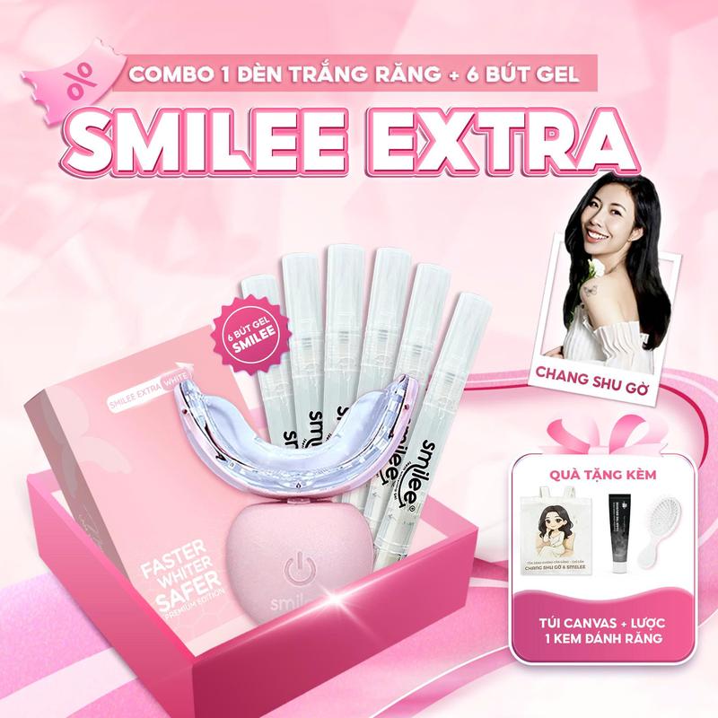 [CSG_COMBO ĐỘC QUYỀN] Bộ Kit Hỗ Trợ Làm Trắng Răng + 3 BÚT GEL LẺ Smilee Extra White (Phiên bản cải tiến)  - Bảo hành 12 tháng - Hàng chính hãng + KEM ĐÁNH RĂNG + TÚI CANVAS CHANGSHUGO + LƯỢC CHANGSHUGO #KITEX