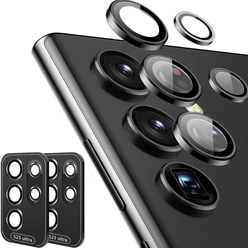 Bảo vệ ống kính máy ảnh KCNKON cho Samsung Galaxy S23 Ultra, kính cường lực 9H, bảo vệ 360 °, độ rõ nét HD, kim loại chống xước 3D