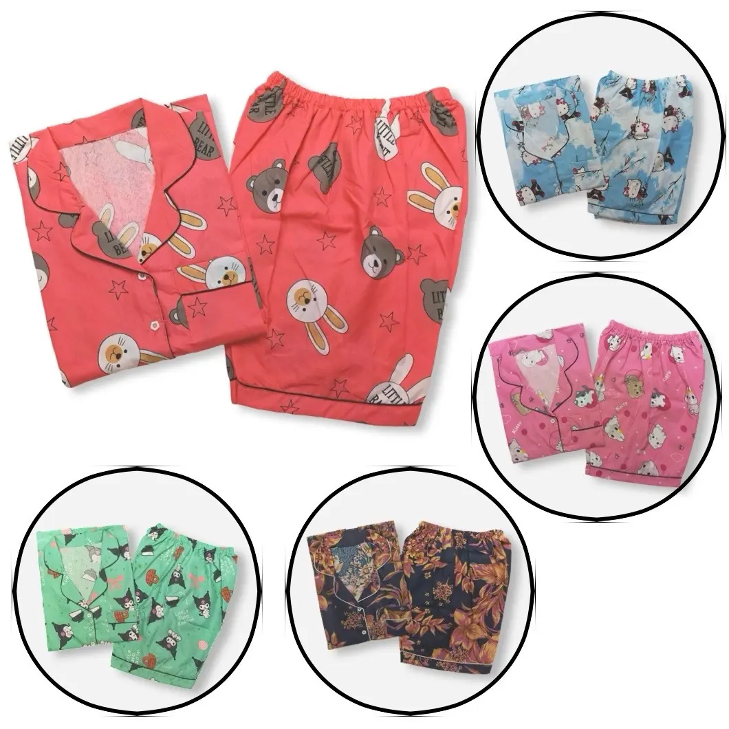 Set Baju Tidur Piyama Hotpant Dewasa All Size