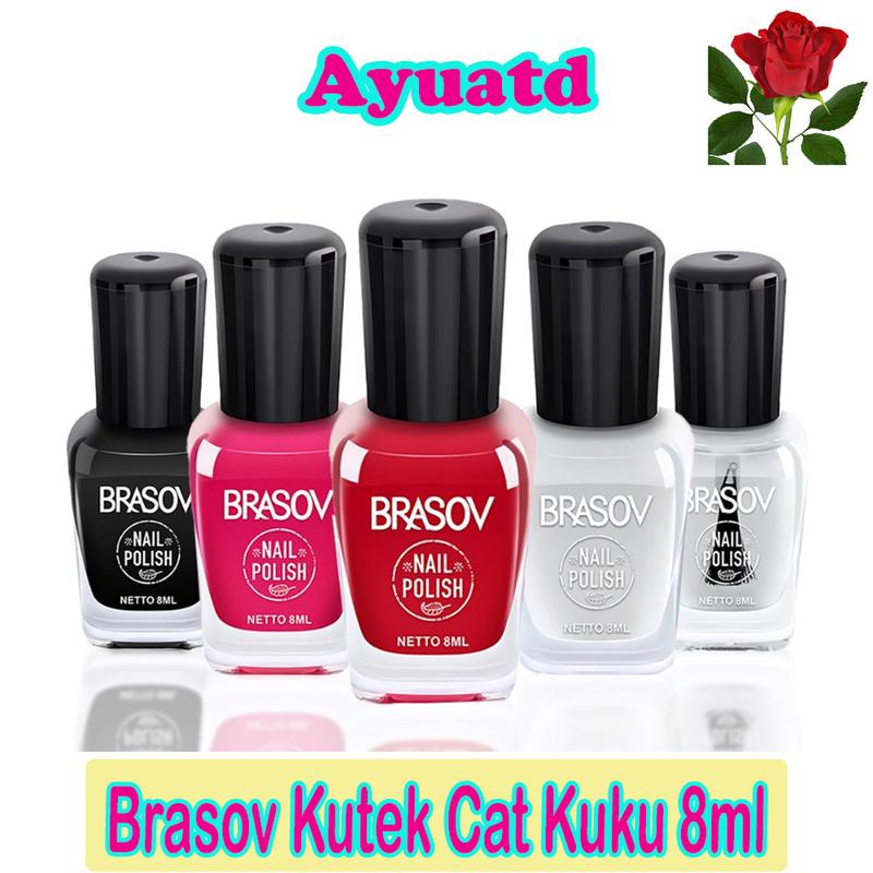 BRASOV Kutek Cat Kuku 8 ML Kutex Nail Polish Hitam Merah Art 0