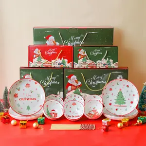 [ HAMPERS NATAL ] Mangkok Keramik Set Christmas / Gift Natal Mug Premium / Mangkok natal / Kado Natal Sendok / Hampers Akhir Tahun Lunchbox Set Natal / Gift Box Xmas