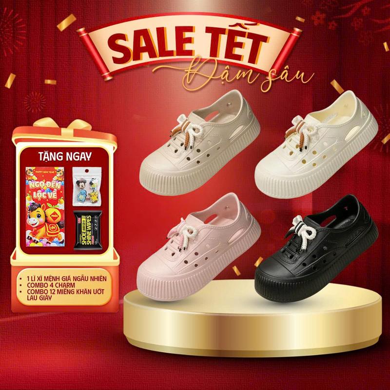   HÀNG SẴN  FORM NHỎ TĂNG 1 SIZE   LÌ XÌ TẾT+CHARM+KHĂN LAU GIÀY  Giày nhựa dẻo Sneaker giày sandal cho nữ Fashion giày đế bằng mẫu trơn form dáng 2026 Shoes - Đi chơi đi học đi du lịch 