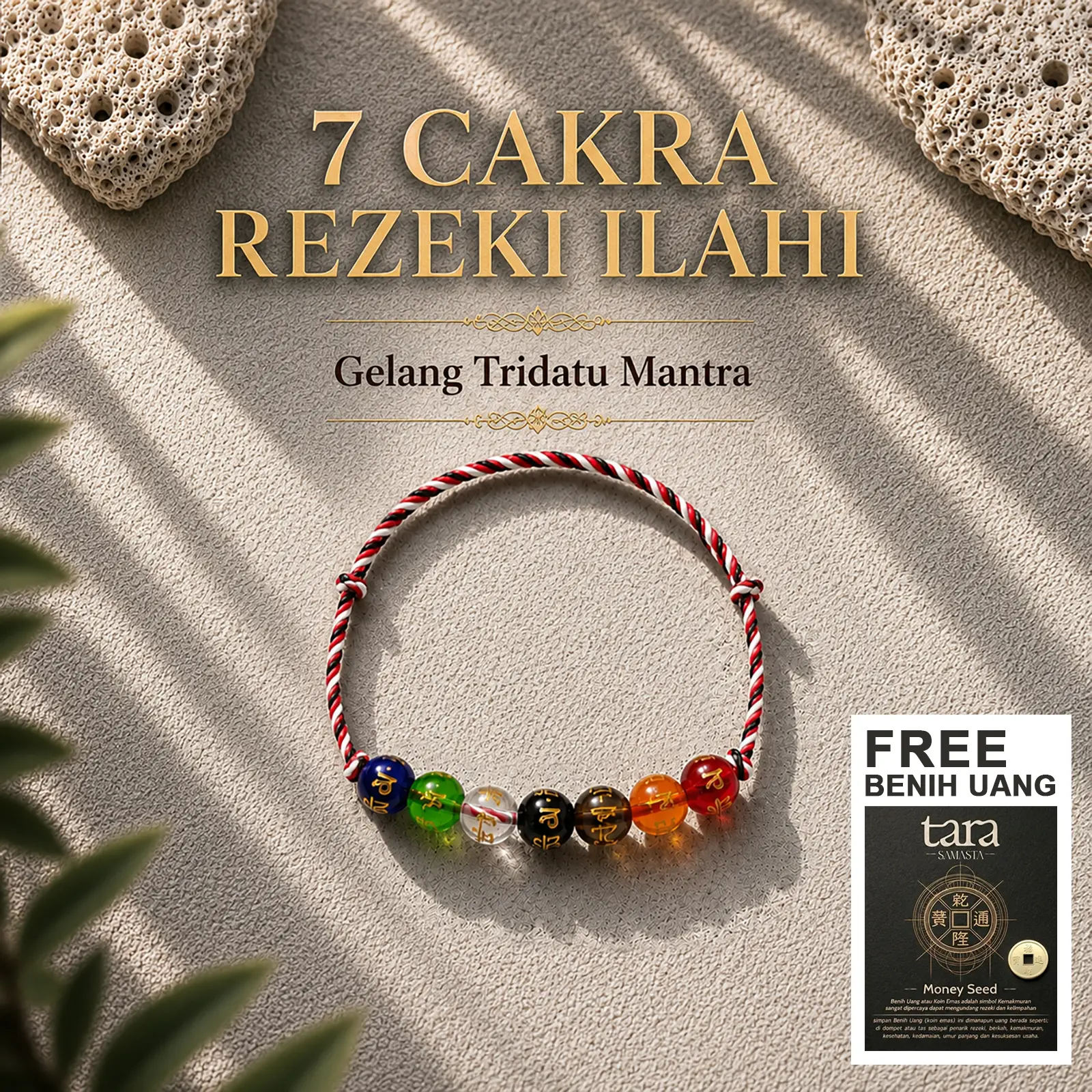 Gelang Tridatu 7 Cakra Kristal Mantra - Aura Rejeki Ilahi Pria Wanita