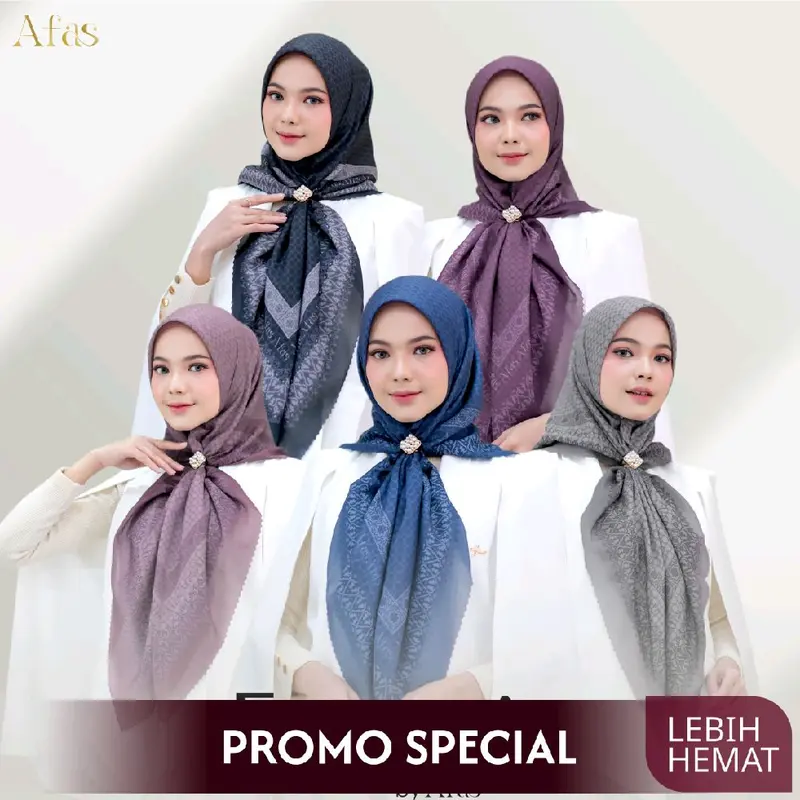 Koleksi Scarf Voal Trysan Eugenia dari Afas.id - Empat, Kerudung, Square, Wanita, Syari, Jilbab, Segi, Muslim 0