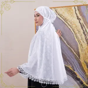 Arshaka 786 Bergo Hijab Instan Katun Full Bordir Renda Saku Depan Syarifah Series