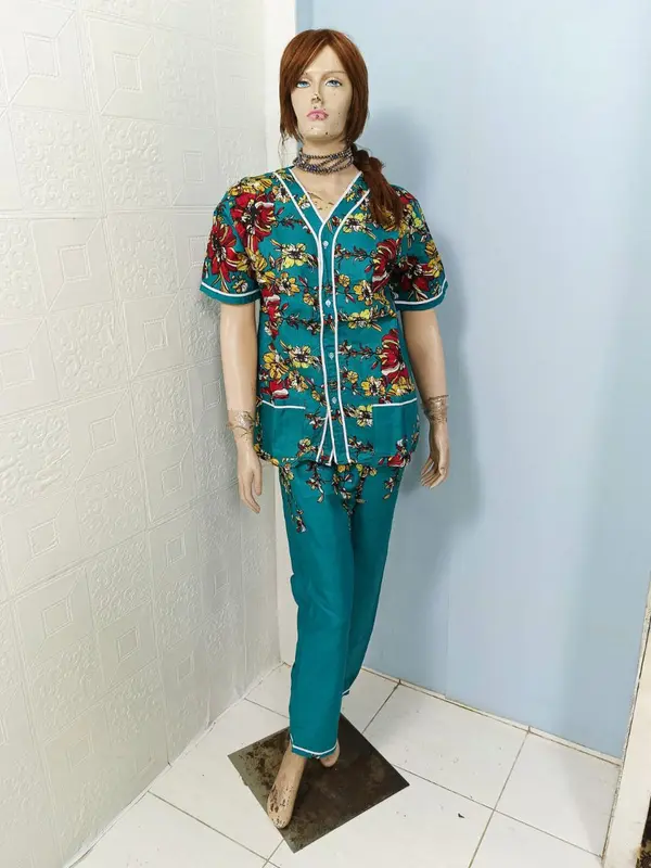 PIAMA CP BAJU TIDUR BATIK BAGAN SIAPI API BAHAN KATUN MOTIF BUNGA UK 3,M,L,XL 4